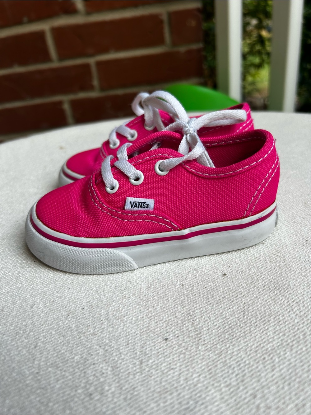 Vans Bright Pink Canvas Toddlers Lace-Up Sneakers